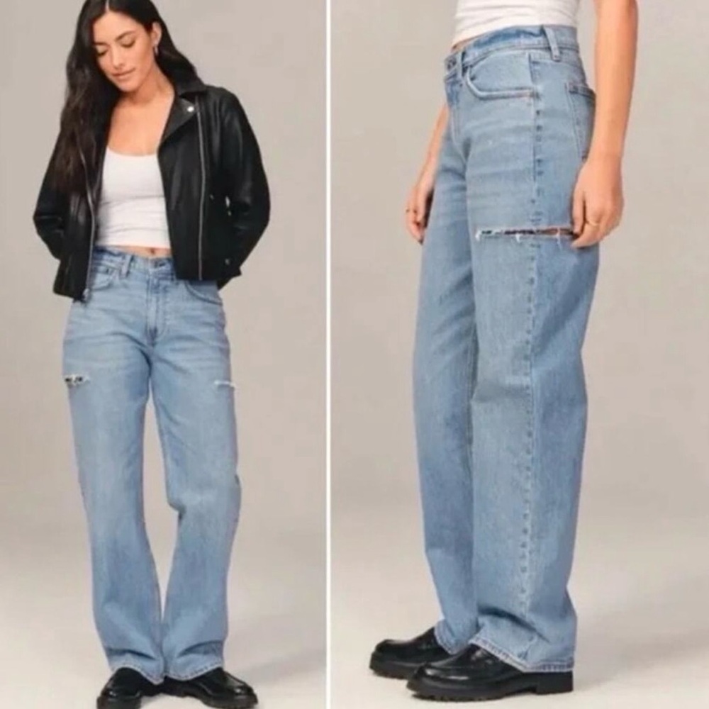Abercrombie 90's low rise Light blue Distressed side slits Jeans size 4/27